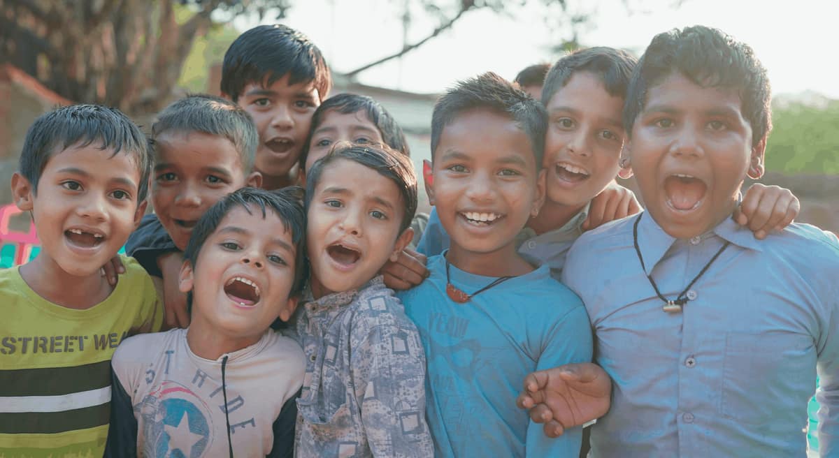 Group of children laughing together